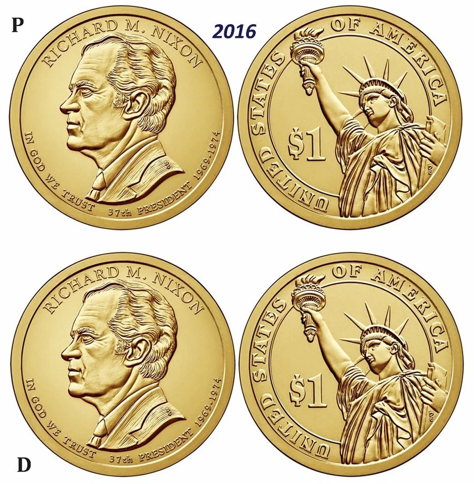 2016 P + D  President RICHARD M. NIXON Presidential Golden Dollar   2-Coin Set - Image 1 of 1