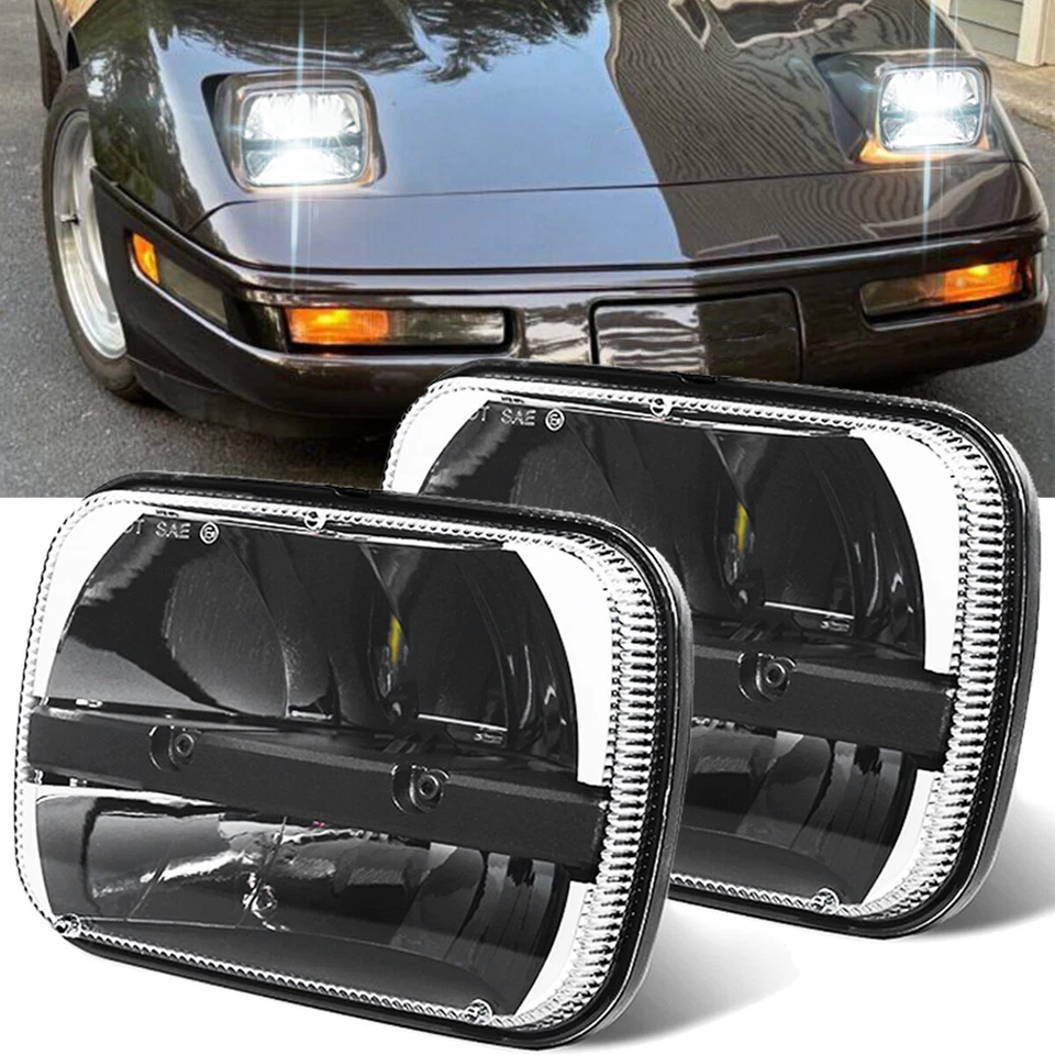 Par de faros LED de haz alto/bajo DOT 7x6 5x7 para Chevrolet Corvette 1984-1996 Foto 1 de 4
