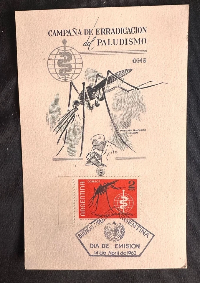 CM) 1962. ARGENTINA. FEMALE TRANSMITTER MOSQUITO. FDC. MALARIA ERADICATION CAMPA - Image 1 of 1