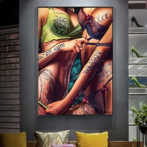 Tattooed Woman Sex Womans Poster Art Canvas Wall Art Canvas Painting Prints Art - Picture 1 of 5