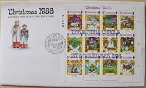 Estampillas de Guernsey: "Villancicos" - Cubierta del primer día 1986 - Imagen 1 de 1