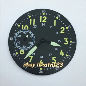 39mm Black Dial and Green Hands Watch kit for ETA 6497 Seagull ST3600 Movement - Picture 1 of 3