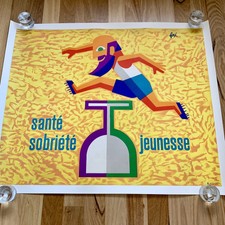 Original Vintage French Poster Sante Sobriete Jeunesse 1960 Linen Backed