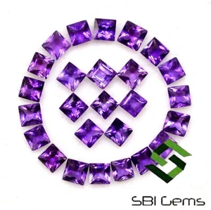 Natural Amethyst Square Princess Cut 3x3 mm Lot 33 Pcs Calibrated Loose Gemstone - Picture 1 of 5
