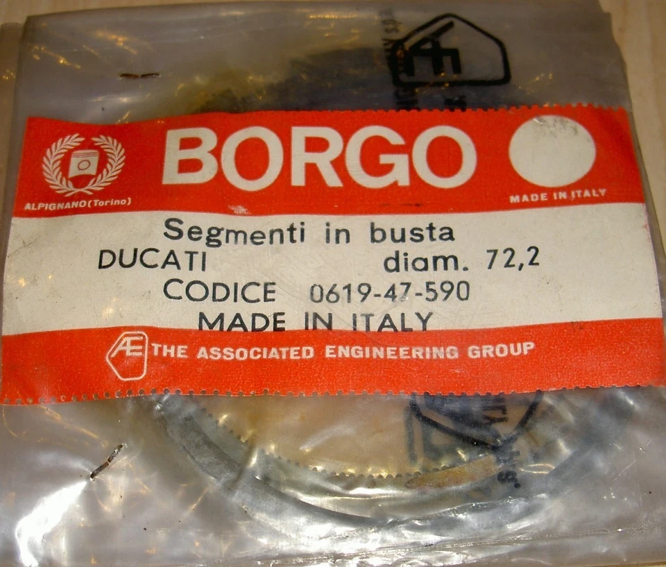 1975-77 Ducati 350cc vertical twin 72.2mm NOS PAIR Borgo OEM piston ring sets * - Image 1 of 1