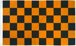 Black & Orange Checkered Flag 3x5 ft Checker Checkerboard Pattern Banner Sign - Picture 1 of 3