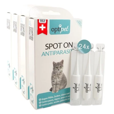 Optipet Spot-On 24x1ml Zecken- Flohschutz Katze Tropfen gegen Flöhe Zecken Milbe