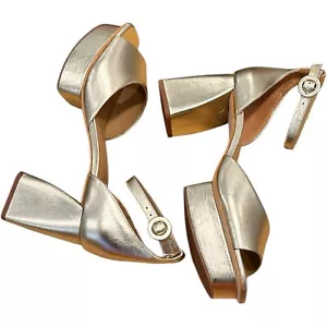 Bernardo Women’s Raleigh Gold Block Heel Platform Sandals, Size 8.5M - Picture 1 of 8