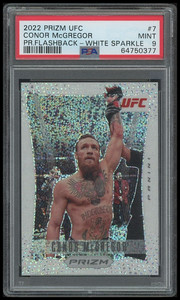 CB 2022 PANINI PRIZM UFC CONOR MCGREGOR WHITE SPARKLE FLASHBACK PSA 9 LOW POP