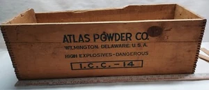 VTG Atlas Powder Company 50LB Wooden Dynamite Box Wilmington Delaware -25½"x 9½" - Picture 1 of 15