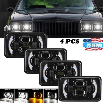 4 PIEZAS 4x6" pulgadas faros LED proyector DRL alto/bajo H4652 para sonda Ford Mustang Foto 1 de 4