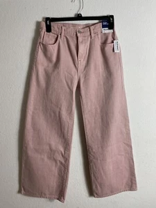 Old Navy Pink Jeans Teen Girls Size 18 Baggy Wide Leg High Rise Built In Tough - Picture 1 of 4