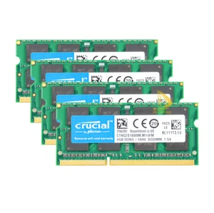 32GB Crucial 4X 8GB PC3 12800S DDR3 1600 SODIMM Laptop-Speicher RAM 1.5V CL11 &D - Bild 1 von 6