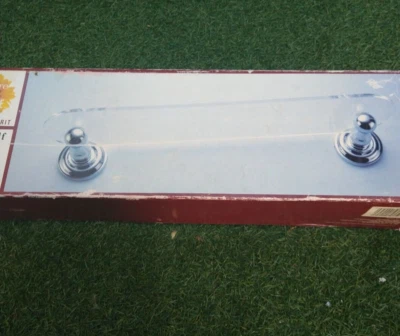 FLOATING GLASS WALL MOUNTED SHELVE 18X4X1/2"  W/ PEWTER FINISH - OPEN BOX BUY - Image 1 of 4