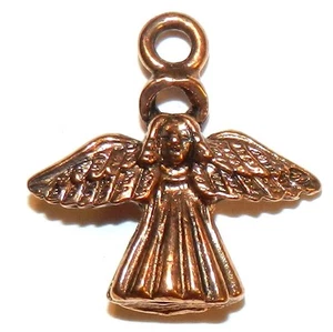 MB3121 Antik Kupfer 19 mm Engel mit Offenem Heiligenschein Metall Zinn Charm Perlen 4 Stck. - Bild 1 von 3