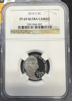 2010-S JEFFERSON NICKEL NGC PR69 ULTRA CAMEO ACTUAL COIN #H218 - Image 1 of 2