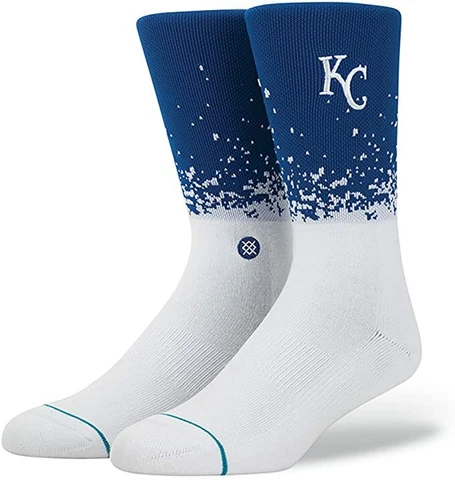 NEW Men's Large L 9-12 Kansas City KC Royals MLB Stance Crew Socks Blue Fade NWT Cover