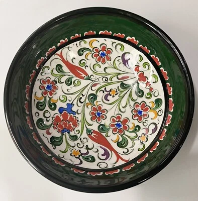 Cuenco Turco De Colección Hecho a Mano y Pintado a Mano Firmado Gini Diseño Floral 6.25" Foto 1 de 4