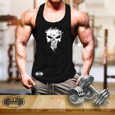 Skull Vest Gym Clothing Bodybuilding Training Workout Exercise MMA Men Tank Top