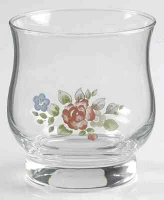 PFALTZGRAFF ! Tea Rose Tumblers (pairs) 8 oz. Tulip Style Glass Pfaltzgraff Pink Blue Green !