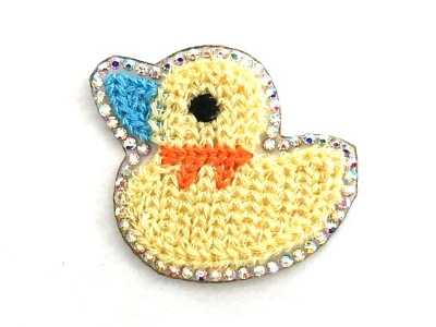 Yellow Rubber Duck Embroidery with Rhinestone Iron On Applique Patch - Image 1 of 2
