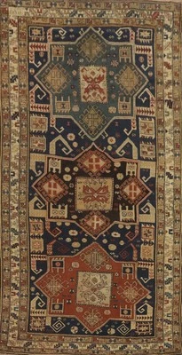 Pre-1900 Antique Kazak Style Rug 5x11 Ft Tribal Wool Vegetable Dye Area Rug - Image 1 of 4