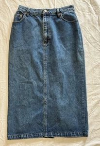 Ralph Lauren Country 90’s Denim Midi Skirt | 14 Medium Wash USA Cotton Festival - Picture 1 of 12