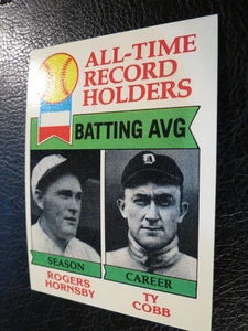 Juego de béisbol Topps 1979 #414 hit de todos los tiempos poseedores de récords, Hornsby/Cobb, excelente - Imagen 1 de 5