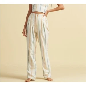 Billabong X The Salty Blonde New Moves Linen Pants Stripe Beach Resort Sz 25 - Picture 1 of 7