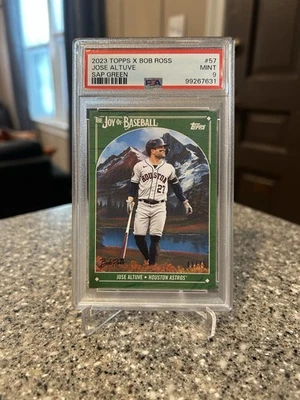 Jose Altuve 2023 Topps X Bob Ross The Joy of Baseball GREEN /75 Astros PSA 9 - Image 1 of 2