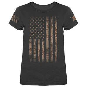 Vertical US Desert Camouflage Flag American Pride Patriotic Damen T-Shirt - Bild 1 von 19