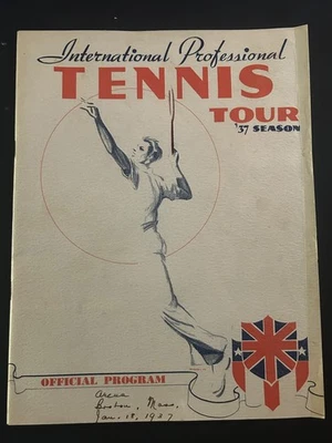 1937 International Tennis Tour Program + Ticket FRED PERRY George LOTT Vines  - Image 1 of 4