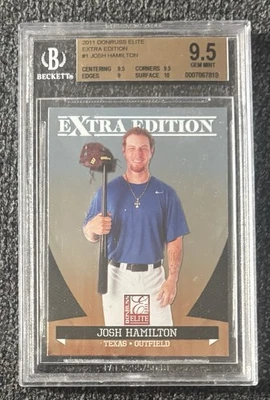Donruss Elite 2011 edición extra Josh Hamilton Texas Rangers #1 BGS 9,5 gema como nuevo Foto 1 de 2