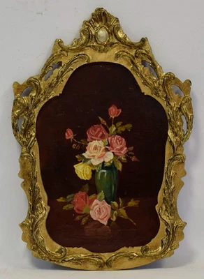Um 1940-1950 Altes Gemälde, Stillleben mit Rosen, Öl 49,5 x 34 cm - Bild 1 von 4