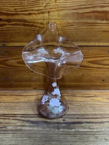 FENTON Pink White Flowers Jack in the Pulpit Hand Painted Vase Signed S Bryan - Picture 1 of 6