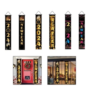 2024 New Year Flag Black Gold Party Flags Elevate Your Party to New Heights - Picture 1 of 15