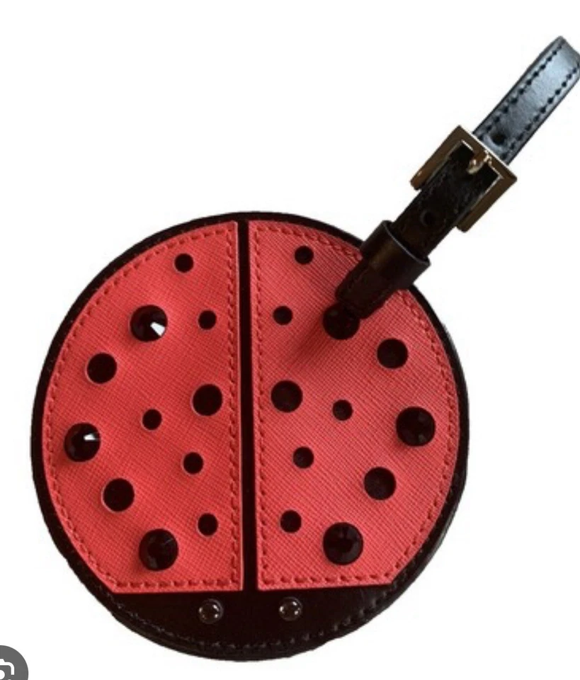 Kate Spade Turnover A New Leaf Ladybug Luggage Tag ID Holder Black & Red NISP - Image 1 of 4