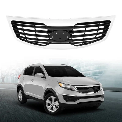 Fit For 2011-2012 Kia Sportage Front Bumper Upper Grille Grill w/ Chrome Trim Foto 1 de 4