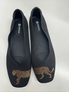 Vivaia Margot 2.0 Puntera Cuadrada Corte en V Ballet Planos Guepardo Negro EUR 41.5 / US 10 - Imagen 1 de 9