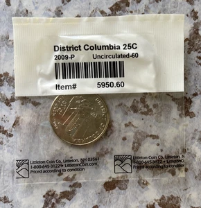 2009-P Uncirculated-60 District of Columbia Territory Quarter 25c Sealed Pack - Picture 1 of 2