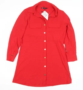 Zara Womens Red Shirt Dress, Size 10, Long Sleeve - Picture 1 of 12