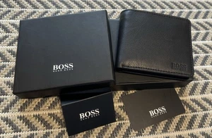 Hugo Boss Genuine Black Leather Bifold Wallet/Credit Cardholder Christmas Gift - Picture 1 of 7