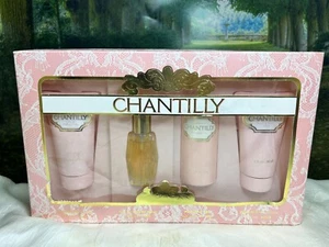 CHANTILLY BY DANA 15ML EDT SPRAY/ 60ML SHOWER GEL/ 56G TALC/ 60ML BODY LOTION - Picture 1 of 8