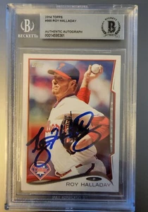 Roy Halladay signed 2014 Beckett auth last Topps card of HOF auto autograph #565 - Picture 1 of 4