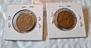 Set of 2 - 1966 Canada 1C Penny Coin Elizabeth II D.G. - KM 59.1 - Bronze/Copper - Picture 1 of 24