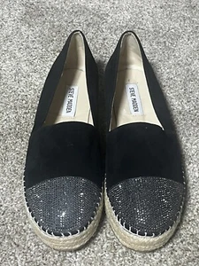 TOLLE DAMEN STEVE MADDEN ""PULSSE"" SCHWARZ/SILBER ESPADRILLES SCHUHE GRÖSSE 8 B - Bild 1 von 4