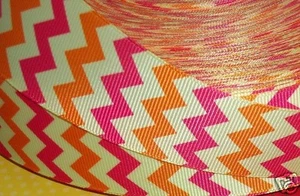 1.5" Orange 2-tone Chevron Grosgrain Ribbon, Cheer Hairbows Wreath Crafts DIY 2y - Picture 1 of 2