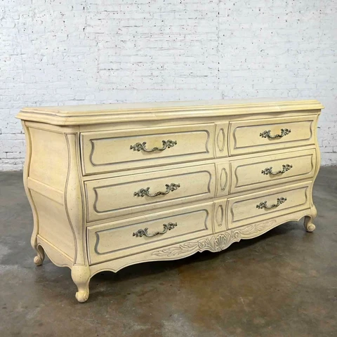 Prince Howard French Provincial Hollywood Regency Antique White Dresser Credenza Cover