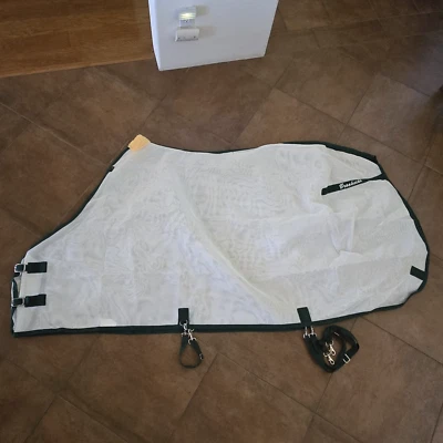 Fly Sheet Brookside 1000 Denier PVC Open Front 82" White Hunter Green 3 Sm Holes - Image 1 of 4