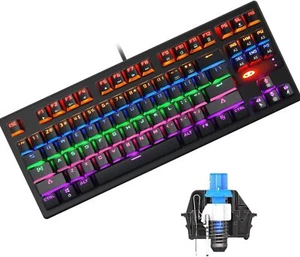 LED Gaming Keyboard RGB Backlight Mechanical Keyboards 87 Keys for PC Mac Gamer - Picture 1 of 7